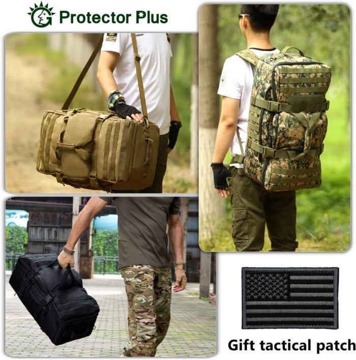 Tactical 60L Travel Duffel Backpack (Rain Cover & Patch Included) - Image 27