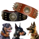 Leather Large Dog Collar Pitbull Spiked Studded Collars