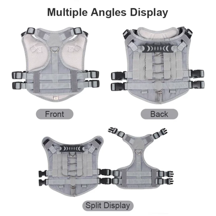 Tactical Dog Harness No Pull Adjustable Pet Training Vest Safety Vehicular Lead Walking & Running - Image 6