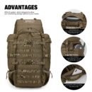 70L Backpacking Pack with Rain Cover- Bushcraft, Military - Image 3