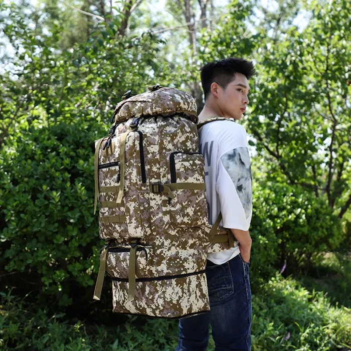 Camouflage Tactical 80L-100L large-capacity expandable camping backpack - Image 4