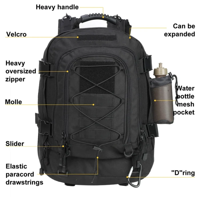 Extra Large 60L Water Resistant Tactical Backpack for Outdoor Adventure - Image 2