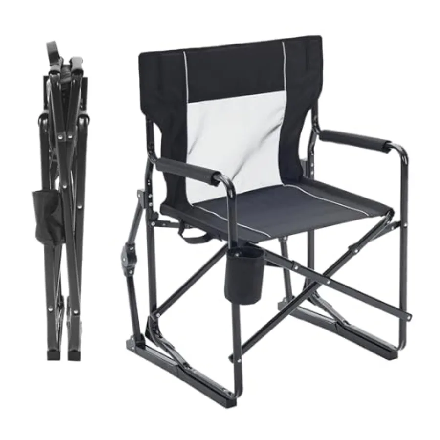 kf-S59922473c32e4e31b7516a74893f3338P Portable Folding Rocking Chair with Mesh Back & Waterproof Armrests - Image 1